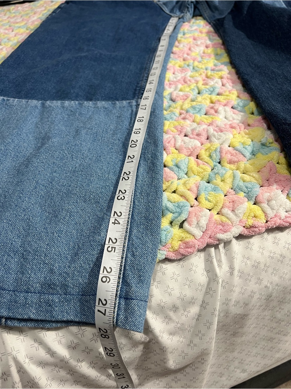 Adalae Two Tone Patchwork Jeans 10 High Waist Wide Leg Color Block Denim Y2K - Picture 8 of 8
